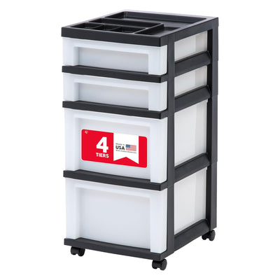 IRIS USA 4-Drawer Rolling Storage Cart, Plastic Craft Organizer (Open Box) - VMInnovations