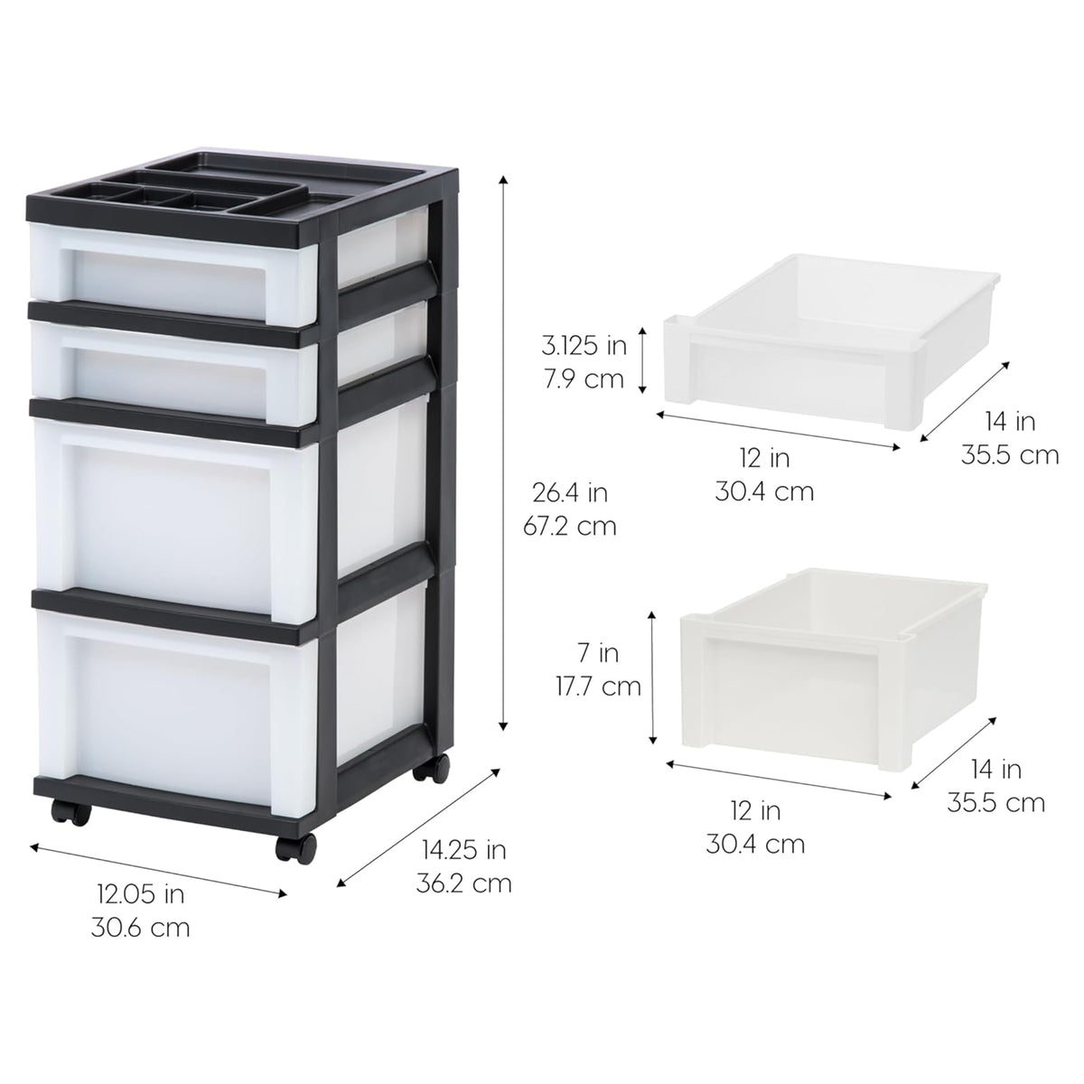 IRIS USA 4-Drawer Rolling Storage Cart, Plastic Craft Organizer (Open Box) - VMInnovations