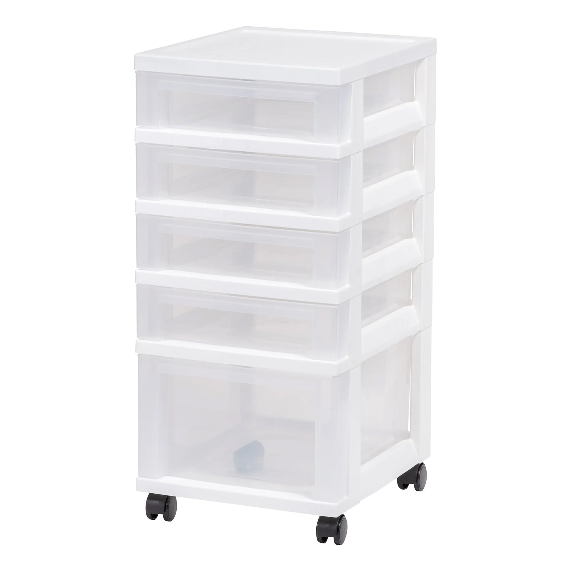 IRIS USA 2 Pack 5-Drawer Plastic Storage Cart with Wheels for Offices, White