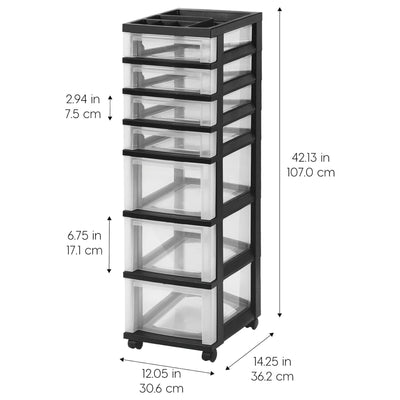 IRIS USA 7-Drawer Plastic Storage Organizer Cart with Caster Wheels (Open Box) - VMInnovations
