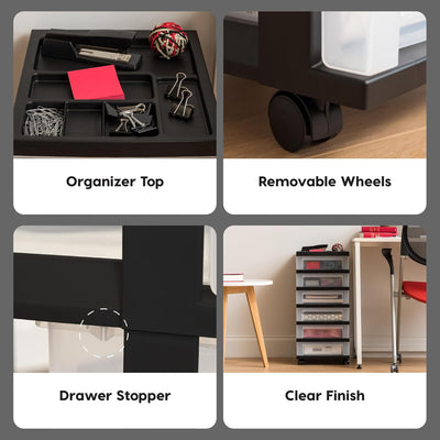 IRIS USA 6-Drawer Plastic Storage Cart w/Wheels for Craft & Office (Open Box) - VMInnovations