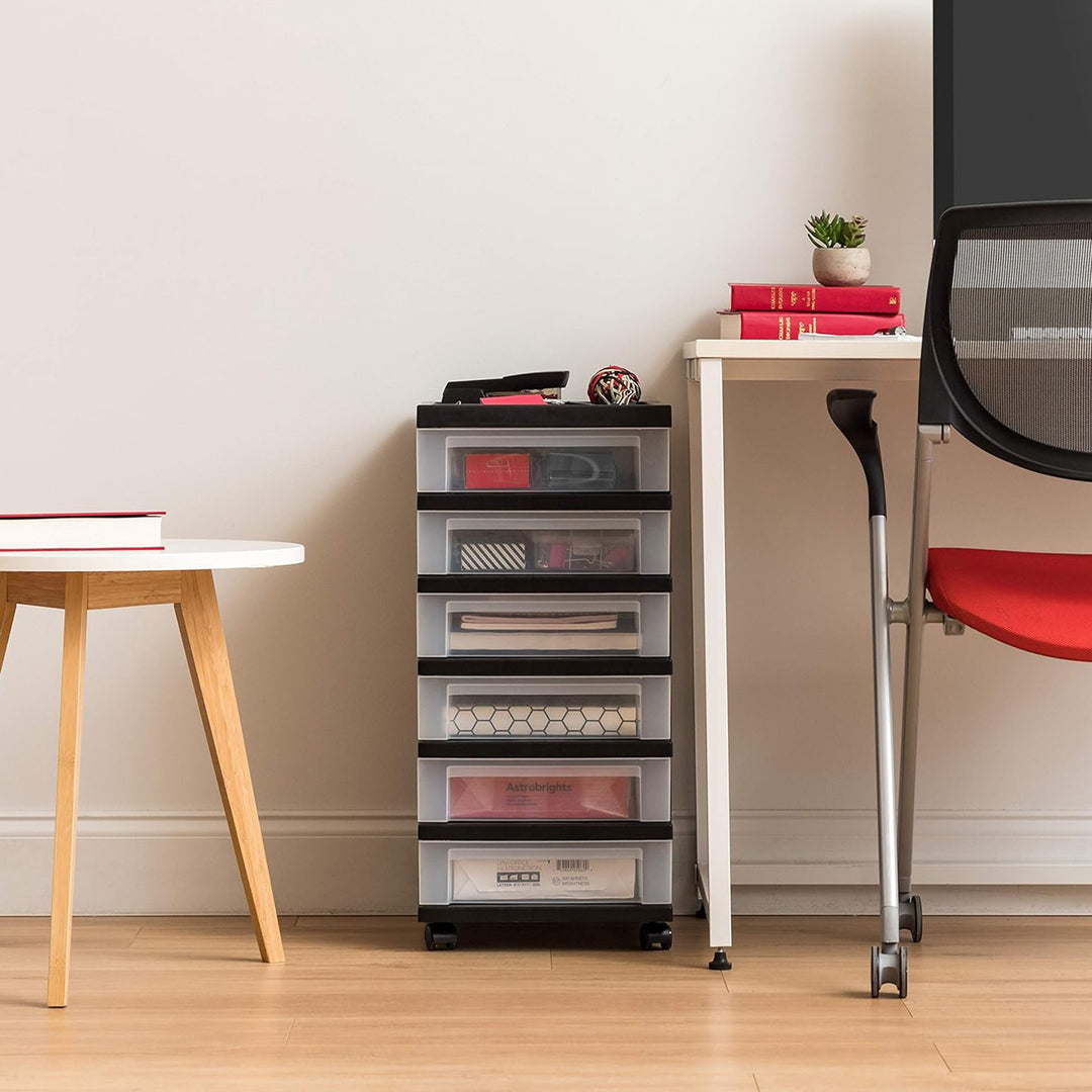 IRIS USA 6-Drawer Plastic Storage Cart w/Wheels for Craft & Office (Open Box) - VMInnovations