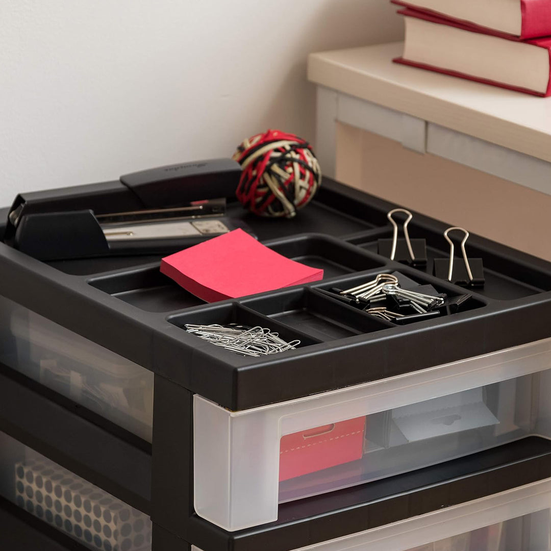 IRIS USA 6-Drawer Plastic Storage Cart with Wheels for Craft and Office, Black