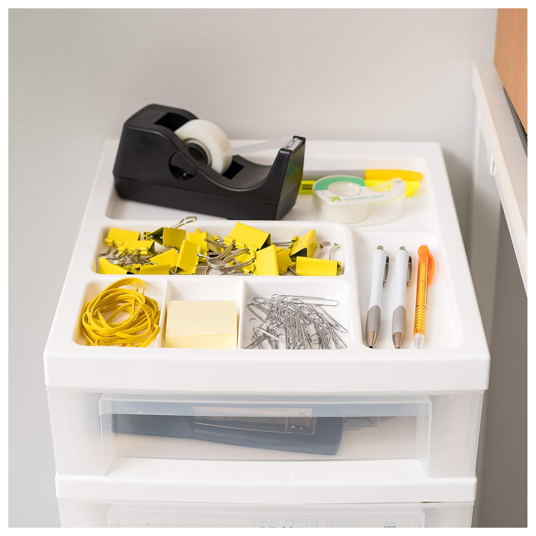 IRIS USA 6-Drawer Plastic Storage Organizer Cart and Caster Wheels, White/Clear