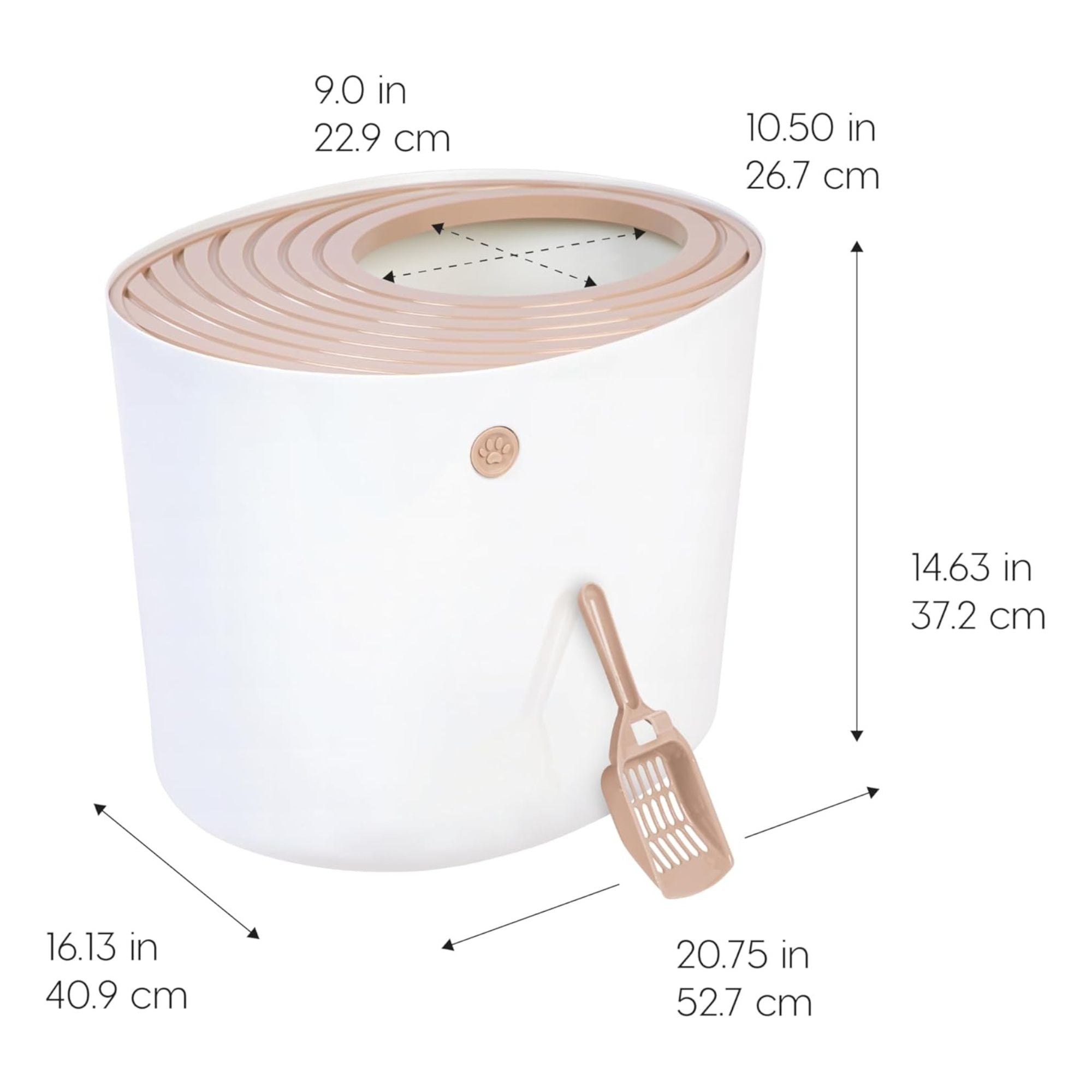 IRIS USA Cat Litter Box, Large Top Entry with Catching Lid & Scoop, (Used) - VMInnovations