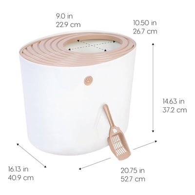 IRIS USA Cat Litter Box, Large Top Entry with Catching Lid & Scoop, (Used) - VMInnovations