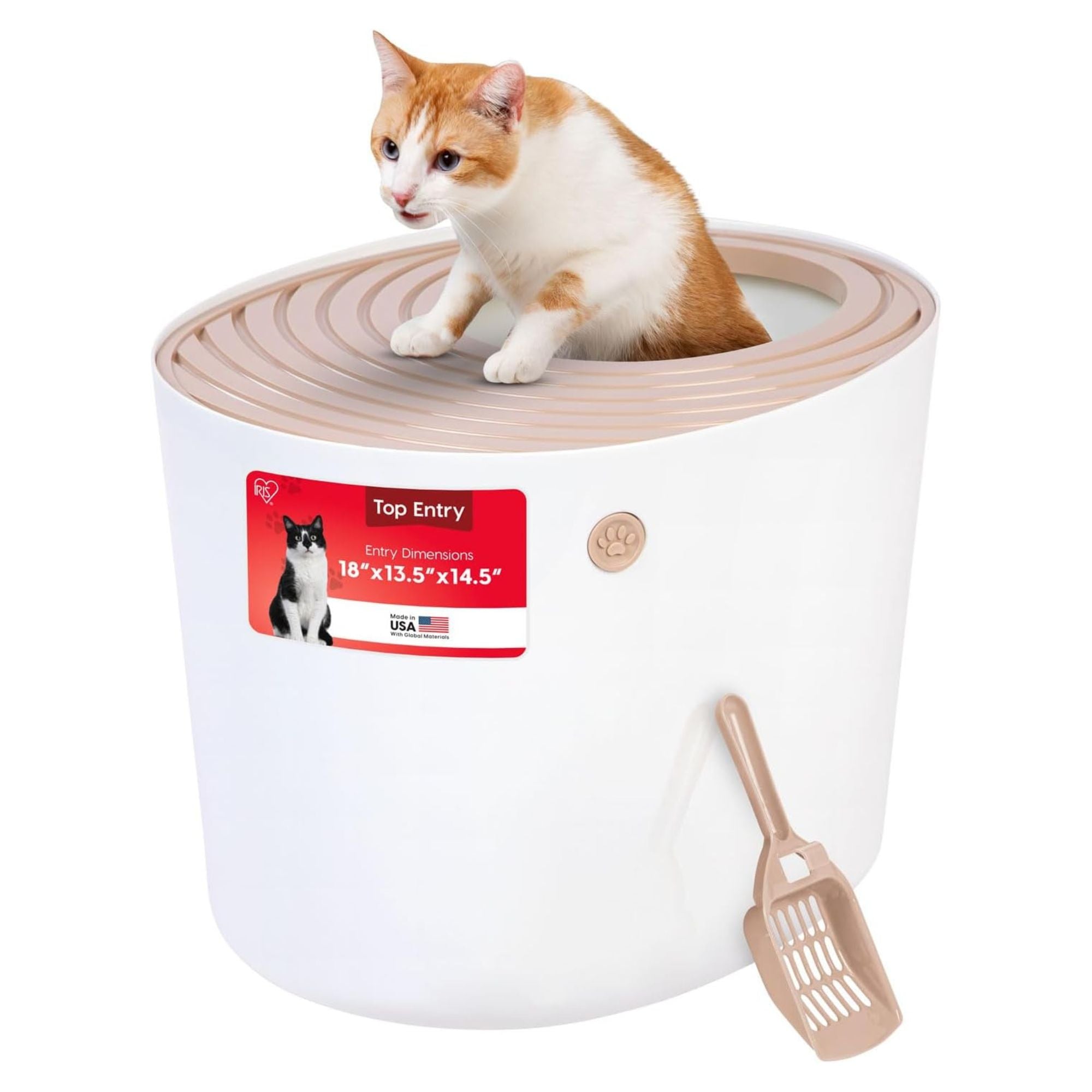 IRIS USA Cat Litter Box, Large Top Entry with Catching Lid & Scoop, (Used) - VMInnovations