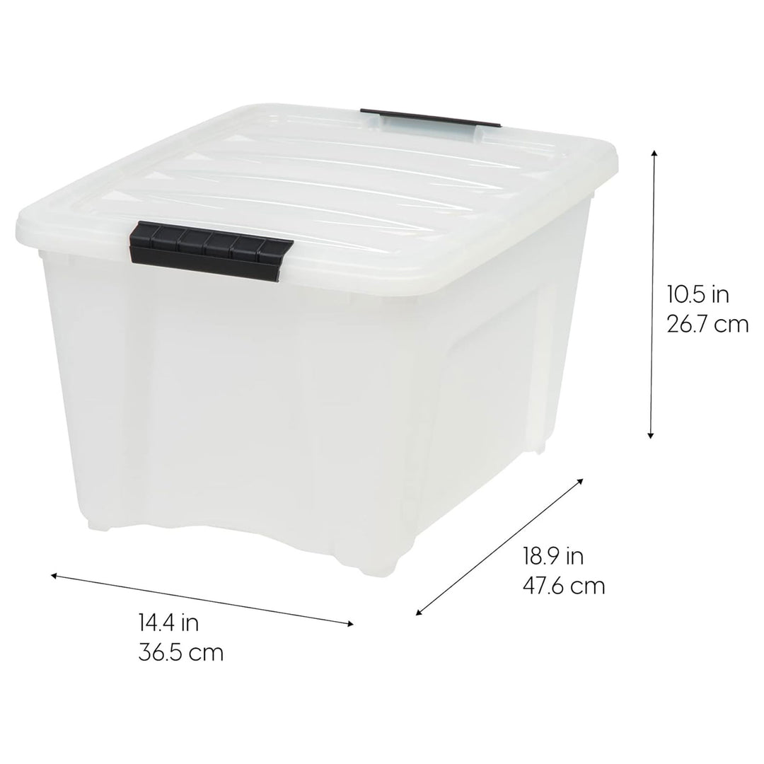 IRIS USA Stackable Storage Bin, 32 Qt Plastic Totes with Lids, Pearl, 4 Pack