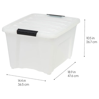 IRIS USA 8 Pack Stackable Storage Bin, 32 Qt Plastic Totes with Lids, Pearl