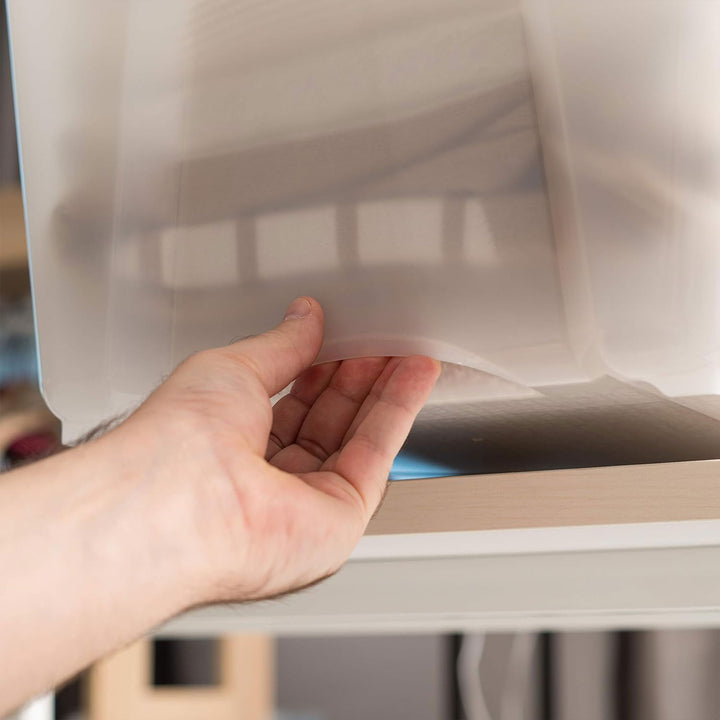 IRIS USA Stackable Storage Bin, 32 Qt Plastic Totes with Lids, Pearl, 4 Pack