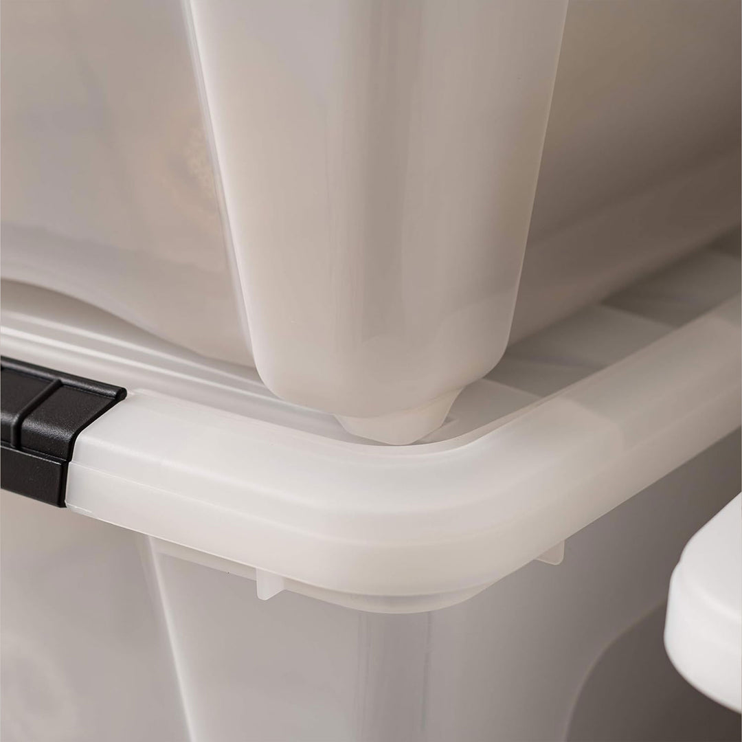 IRIS USA Stackable Storage Bin, 32 Qt Plastic Totes with Lids, Pearl, 4 Pack