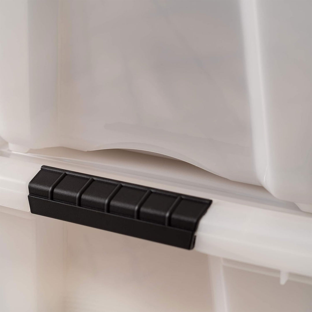 IRIS USA Stackable Storage Bin, 32 Qt Plastic Totes with Lids, Pearl, 4 Pack