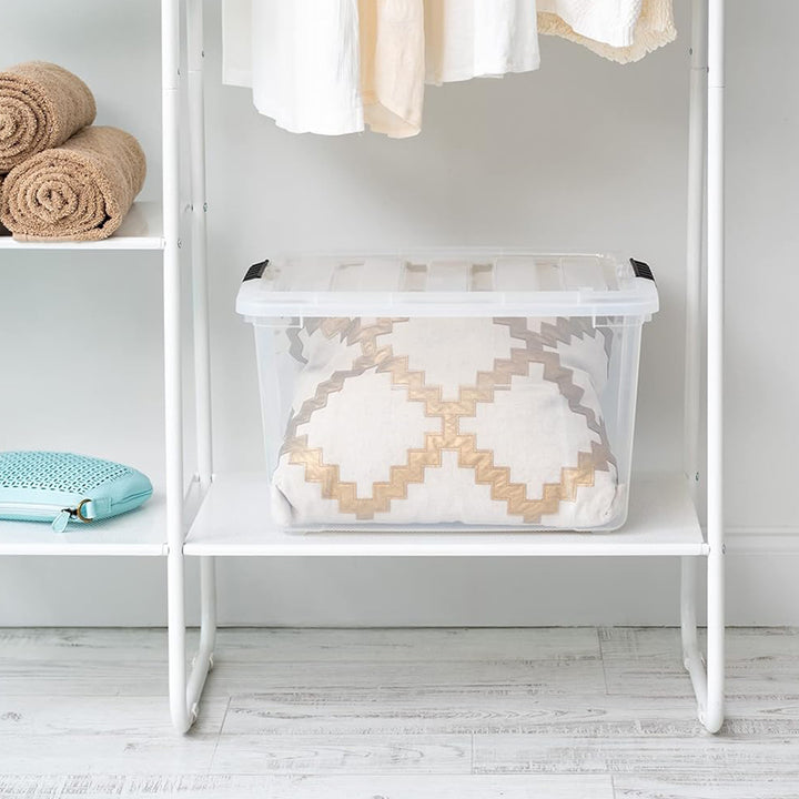 IRIS USA 40 Qt Plastic Storage Box with Lid, Stackable Design, Clear, 4 Pack