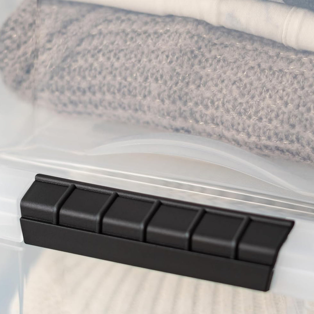 IRIS USA 40 Qt Plastic Storage Box with Lid, Stackable Design, Clear, 4 Pack