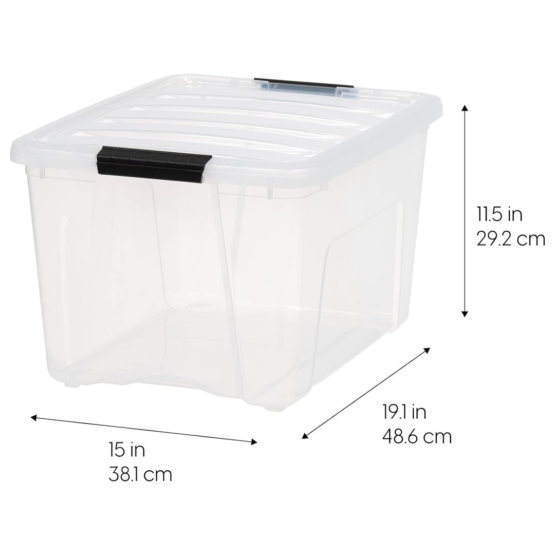 IRIS USA 40 Qt Plastic Storage Box with Lid, Stackable Design, Clear, 6 Pack