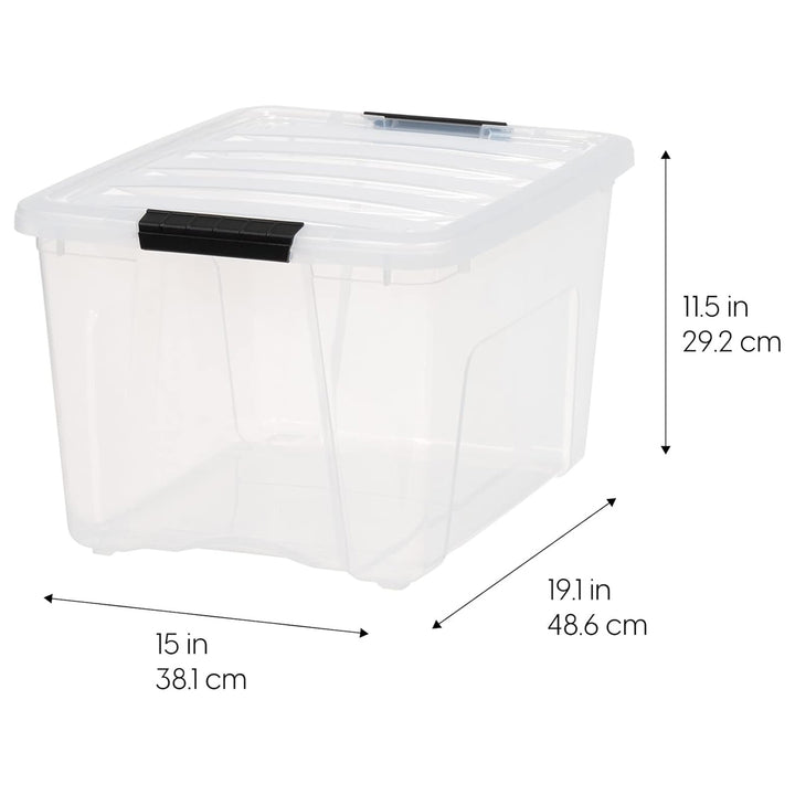 IRIS USA 40 Qt Plastic Storage Box with Lid, Stackable Design, Clear, 6 Pack