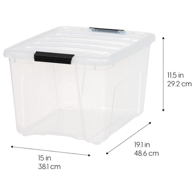 IRIS USA 40 Qt Plastic Storage Box with Lid, Stackable Design, 6pk (Open Box)