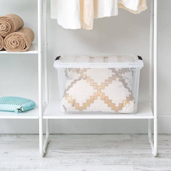 IRIS USA 40 Qt Plastic Storage Box with Lid, Stackable Design, Clear, 6 Pack