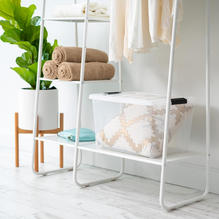 IRIS USA 40 Qt Plastic Storage Box with Lid, Stackable Design, Clear, 6 Pack