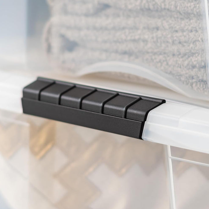 IRIS USA 40 Qt Plastic Storage Box with Lid, Stackable Design, Clear, 6 Pack