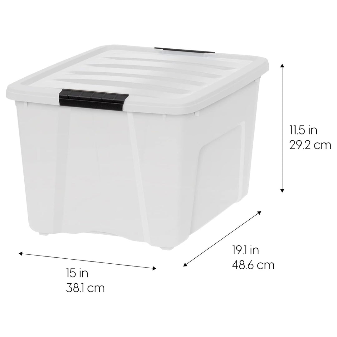IRIS USA 40 Qt Plastic Storage Box with Lid, Stackable Design, Pearl, 4 Pack