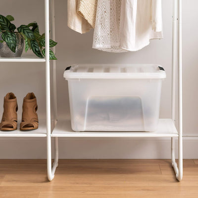 IRIS USA 40 Qt Plastic Storage Box with Lid, Stackable Design, Pearl (Open Box)