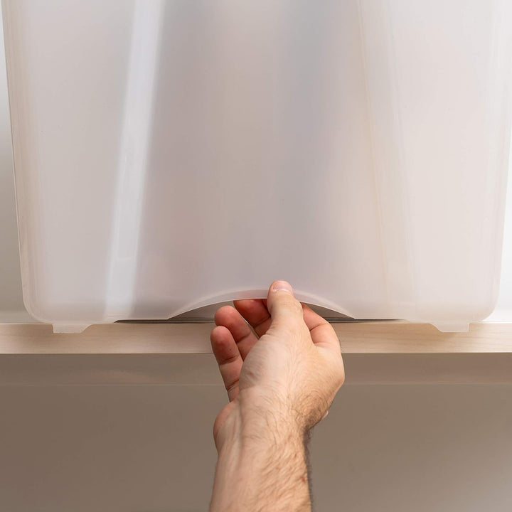 IRIS USA 40 Qt Plastic Storage Box with Lid, Stackable Design, Pearl, 4 Pack