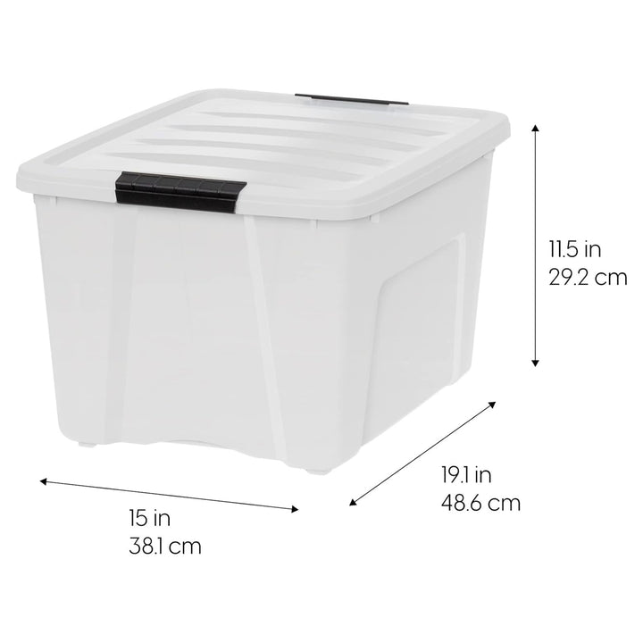 IRIS USA 40 Qt Plastic Storage Box with Lid, Stackable Design, Pearl, 6 Pack