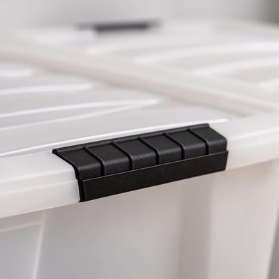 IRIS USA 40 Qt Plastic Storage Box with Lid, Stackable, Pearl, 6 Pack (Open Box)