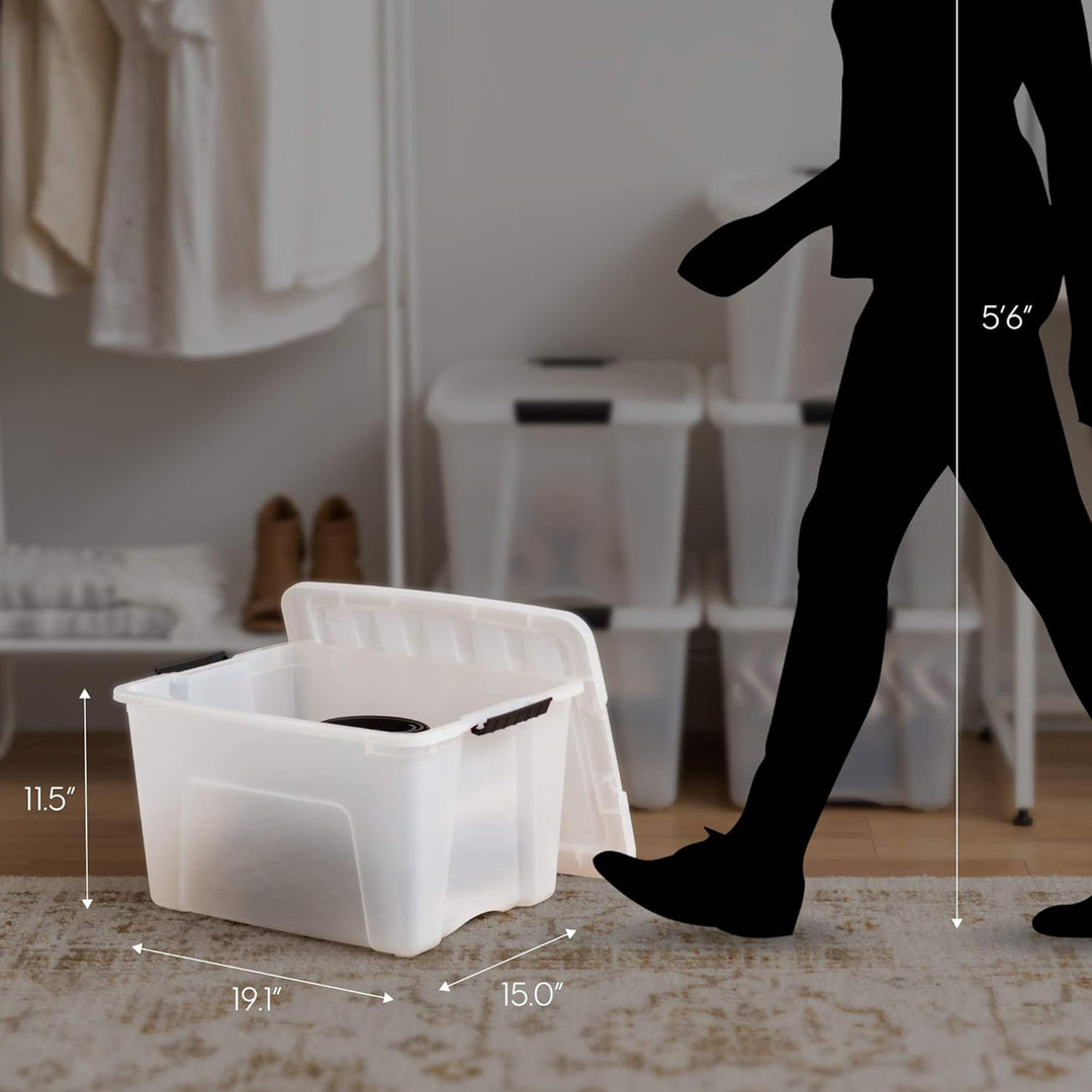 IRIS USA 40 Qt Plastic Storage Box with Lid, Stackable, Pearl, 6 Pack (Open Box)