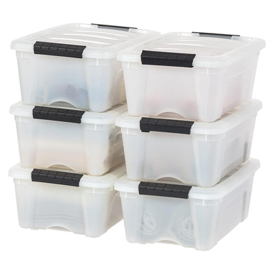 IRIS USA 12 Pack 13 Qt Storage Bin, Stackable Plastic Containers with Lid, Pearl
