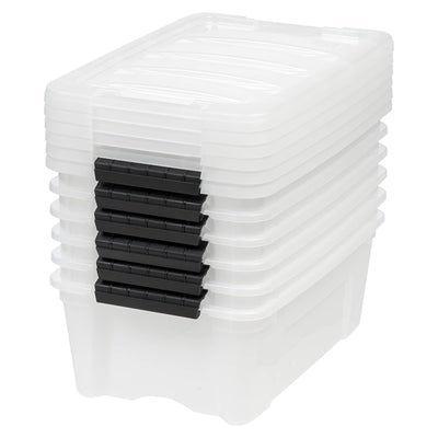IRIS USA 12 Pack 13 Qt Storage Bin, Stackable Plastic Containers with Lid, Pearl