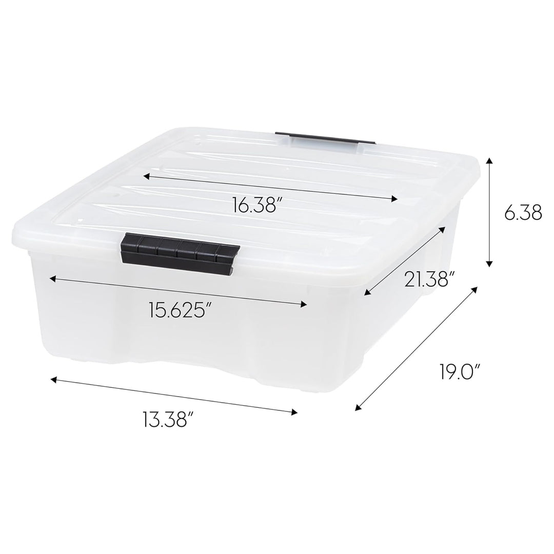 IRIS USA 27 Qt Plastic Storage Box with Lid, Stackable Design, Pearl, 6 Pack