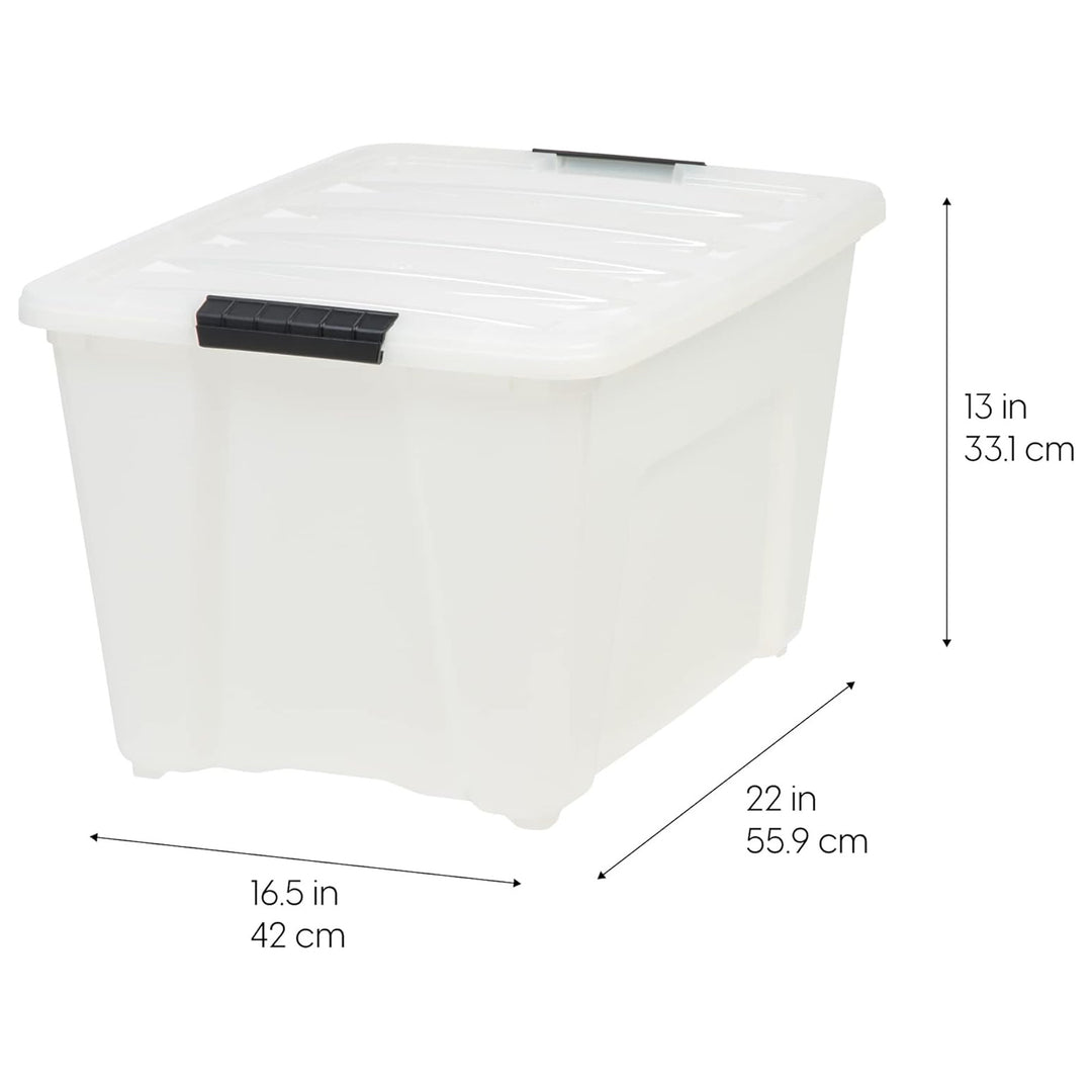 IRIS USA 54 Qt Plastic Storage Box with Lid, Stackable Design, Pearl, 4 Pack