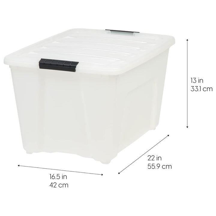 IRIS USA 54 Qt Plastic Storage Box with Lid, Stackable Design, Pearl, 4 Pack