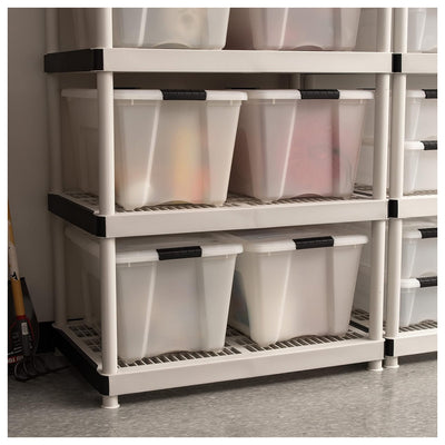 IRIS USA 8 Pack 54 Qt Storage Bin Plastic Gasket Box, Tight Latching Lids, Pearl