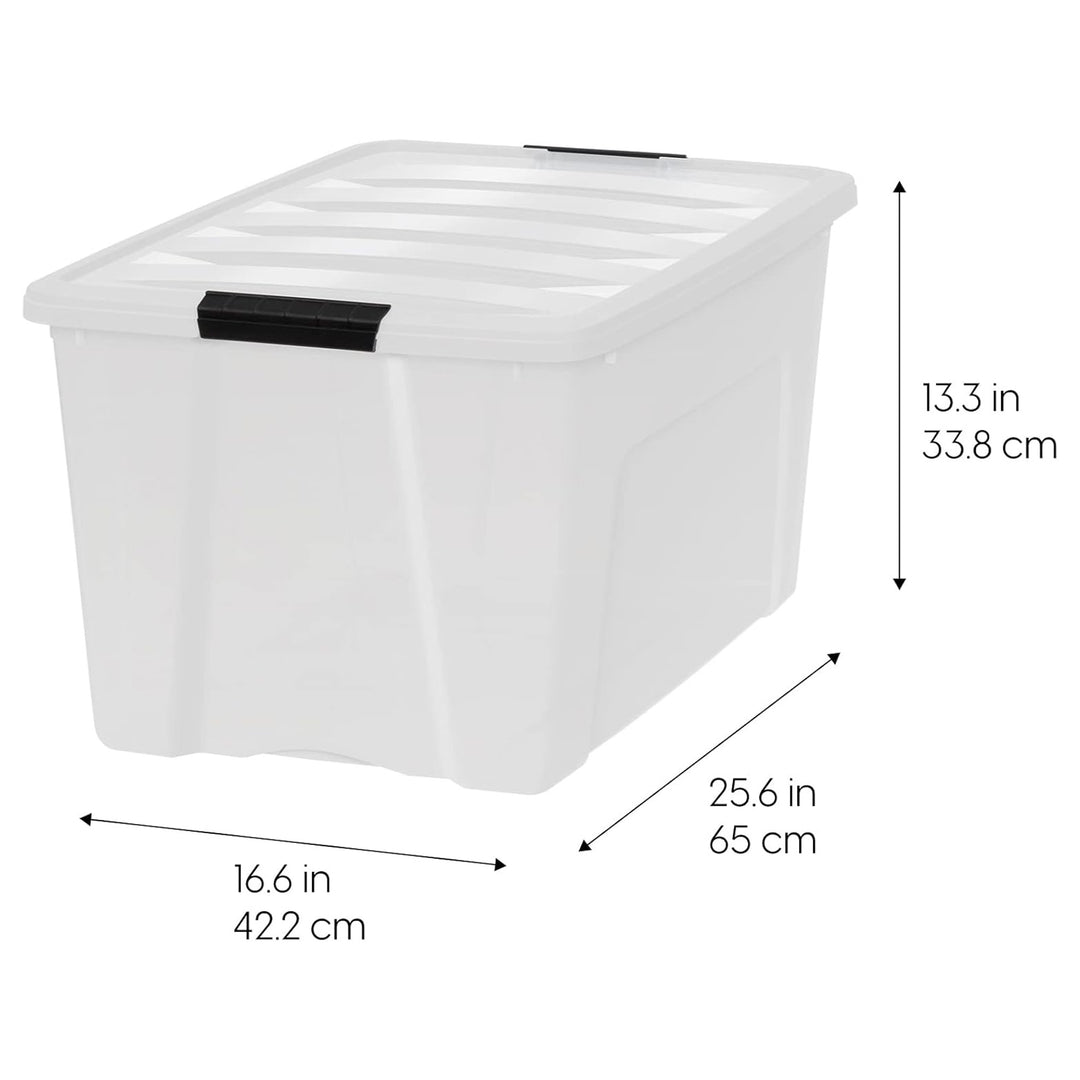 IRIS USA 72 Qt Plastic Storage Box with Lid, Stackable Design, Pearl, 4 Pack