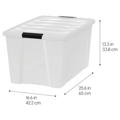 IRIS USA 8 Pack 72 Qt Plastic Storage Box with Lid, Stackable Design, Pearl