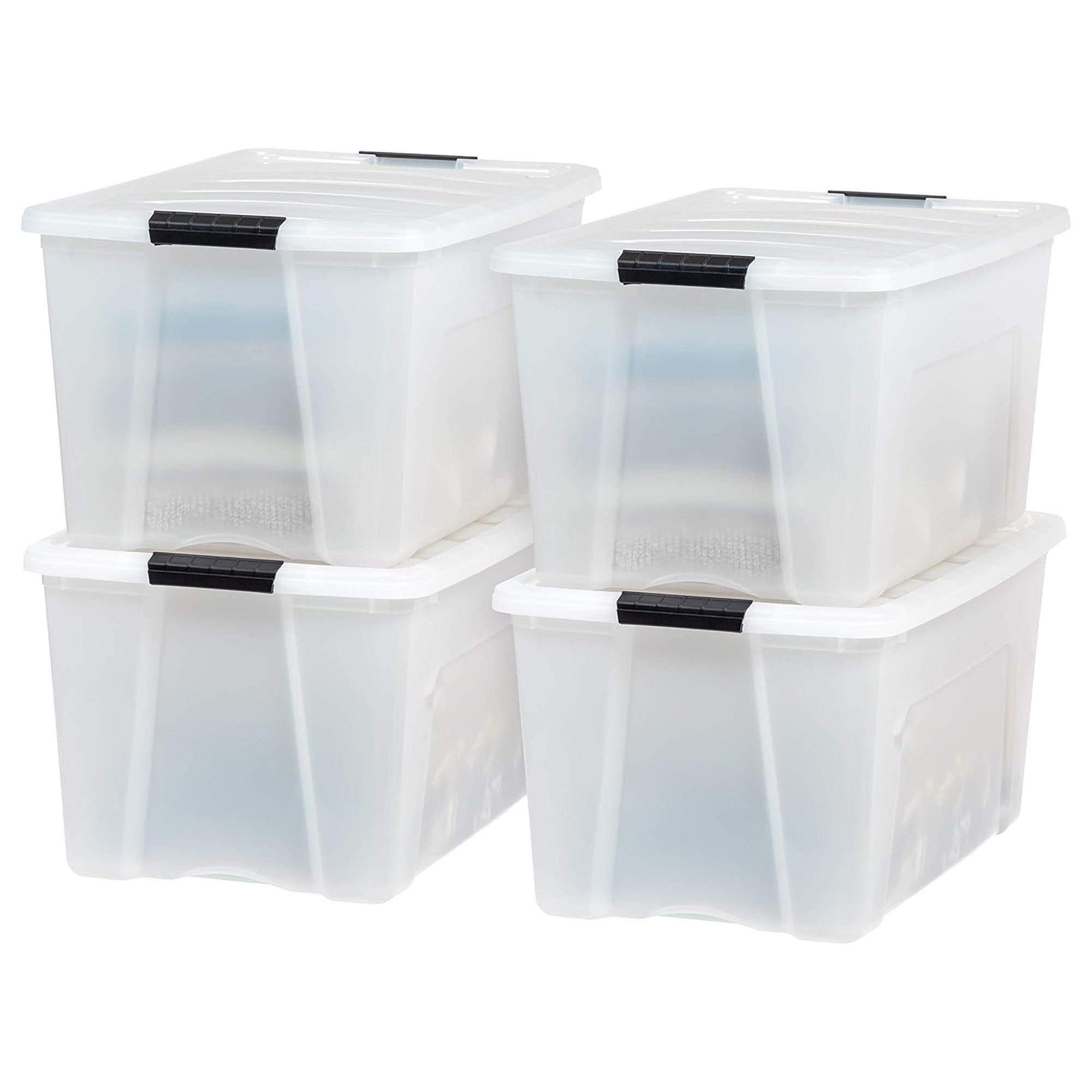IRIS USA 8 Pack 72 Qt Plastic Storage Box with Lid, Stackable Design, Pearl