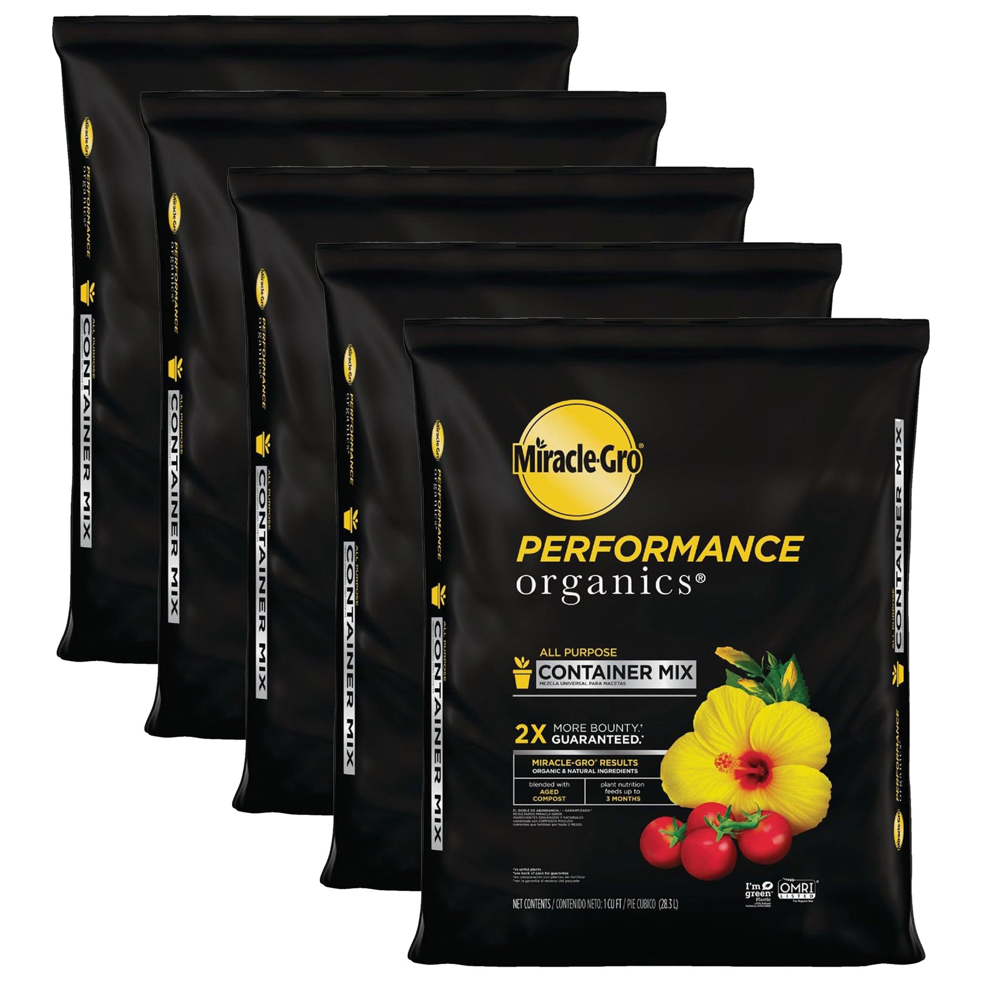 Miracle-Gro 5 Pack Organic Container Mix Garden Soil, Quick Release Fertilizer