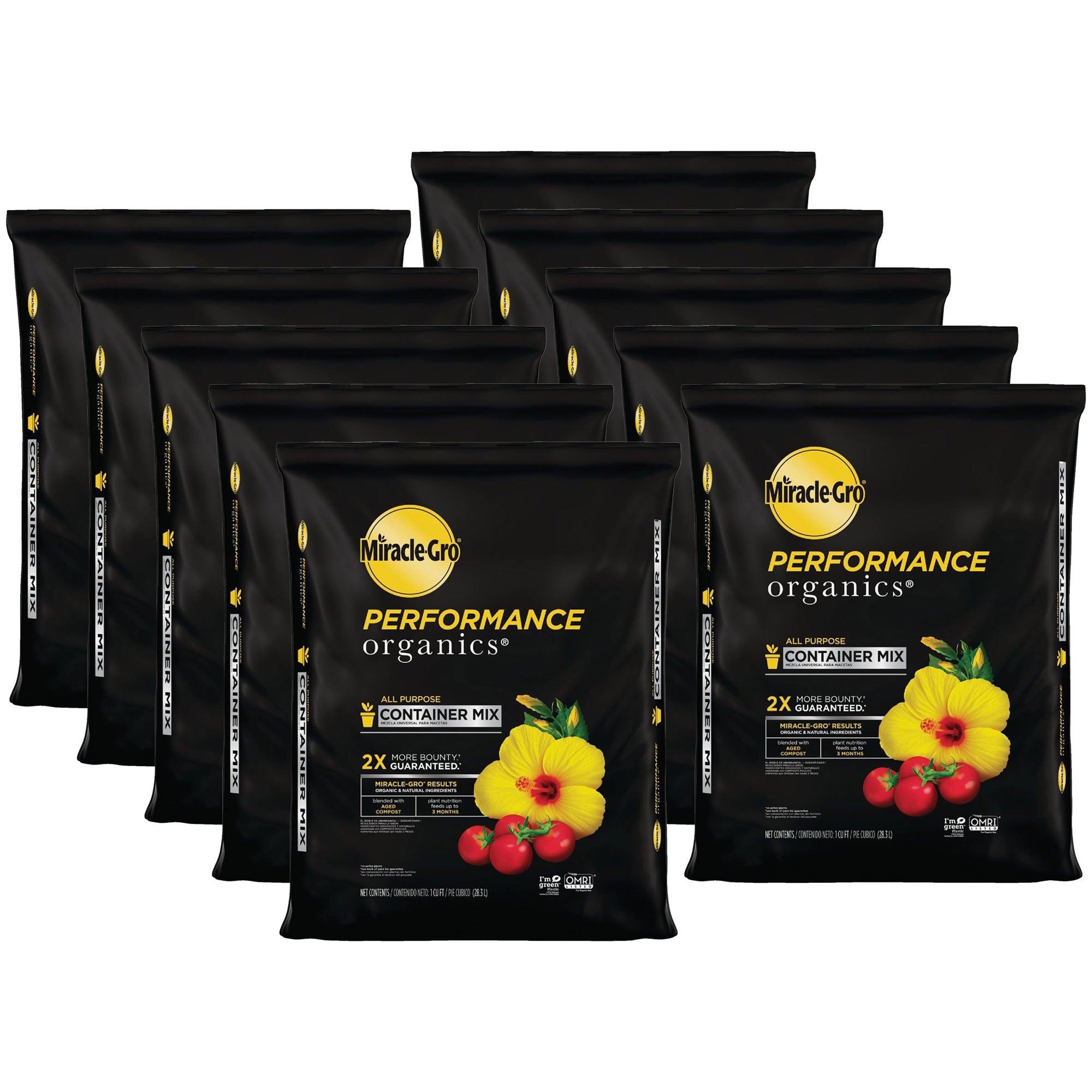 Miracle-Gro 10 Pack Organic Container Mix Garden Soil, Quick Release Fertilizer