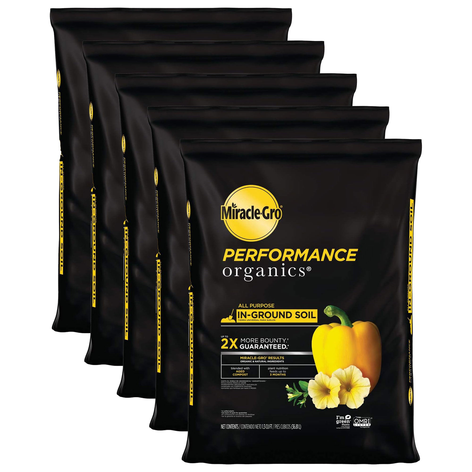 Miracle-Gro 5 Pack Organic Inground Garden Soil Quick Release Natural Fertilizer