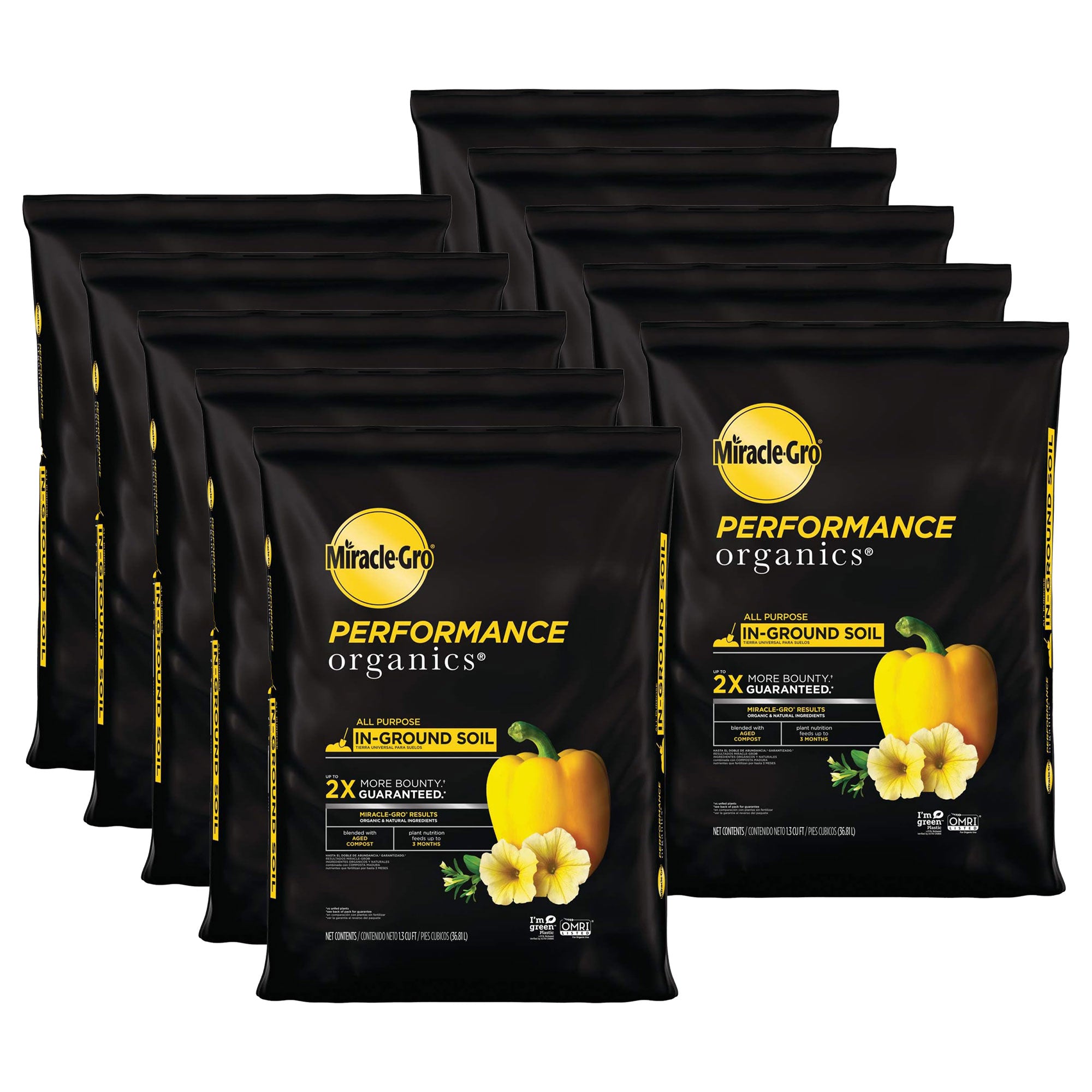 Miracle-Gro 10 Bag Organic Inground Garden Soil Quick Release Natural Fertilizer