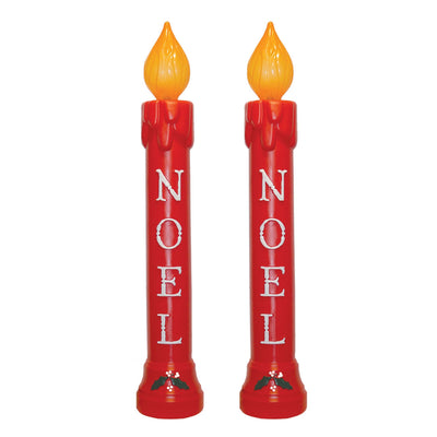 Union Christmas Illuminated Lighted 39" Noel Candle, Holiday Decor, Red, 2 Pack