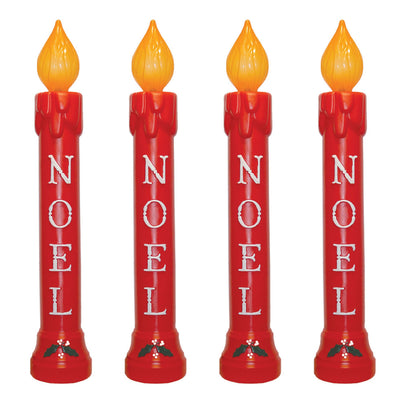 Union Christmas Illuminated Lighted 39" Noel Candle, Holiday Decor, Red, 4 Pack