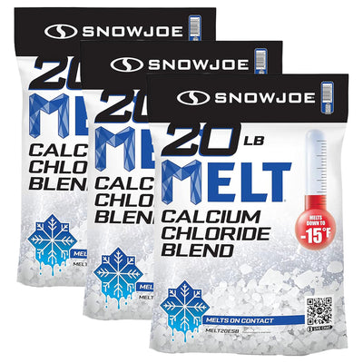 Snow Joe 3 Pack Calcium Chloride Ice Melt Snow Removal, 20 Lbs, Blue, MELT20ESB - VMInnovations