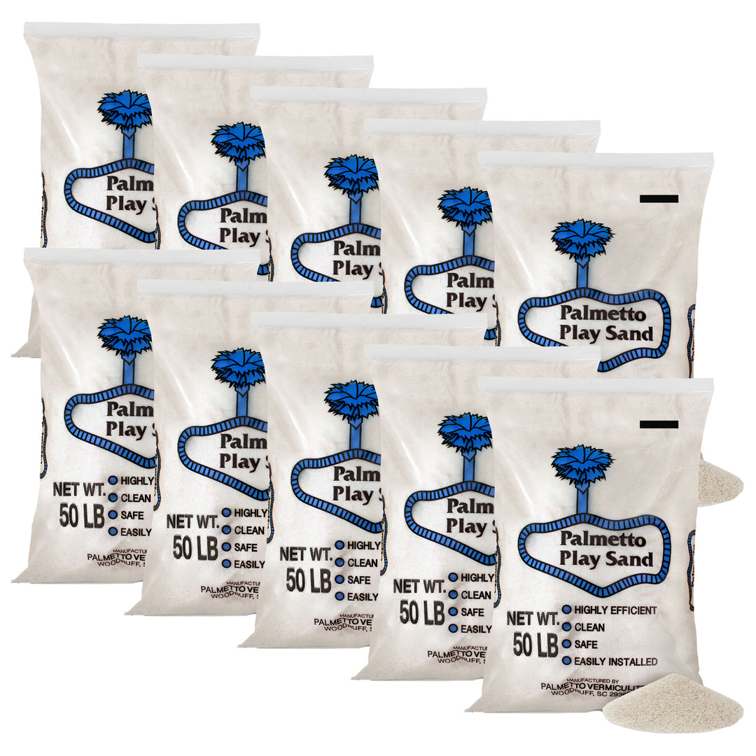 Palmetto 10 Pack Natural Play Sand for Sand Box, Play Areas, Home, 50 LB, Creme