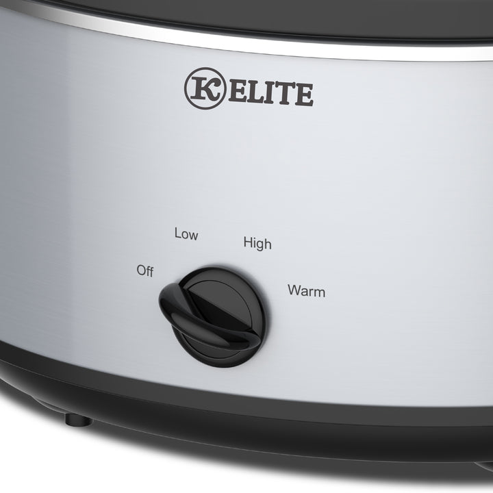 Kitchen Elite 7 Qt Slow Cooker, Stainless Steel Ceramic Crock Pot with Glass Lid