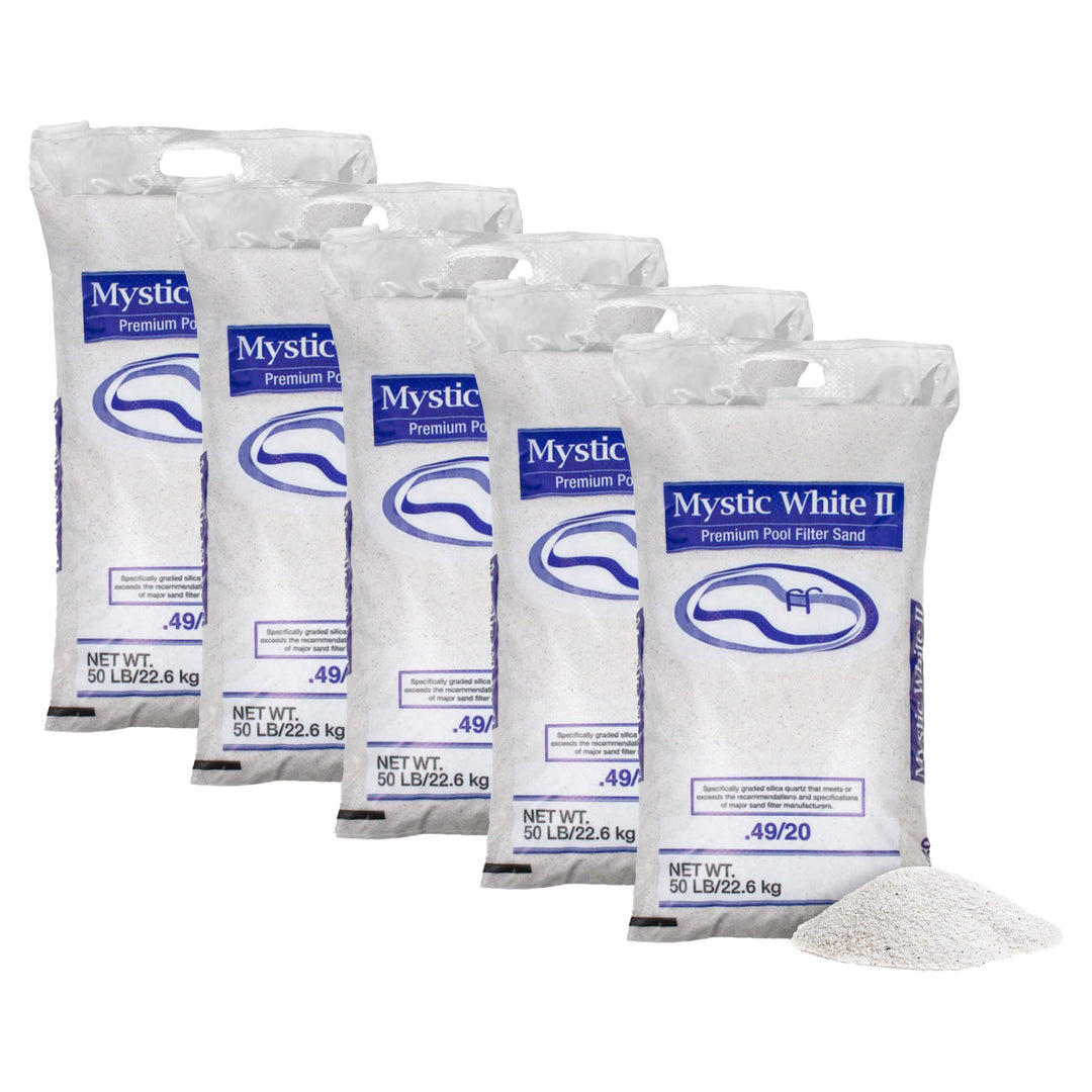 U.S. Silica 50 Pound Mystic White II Swimming Pool Filter Sand, White, 5 Pack