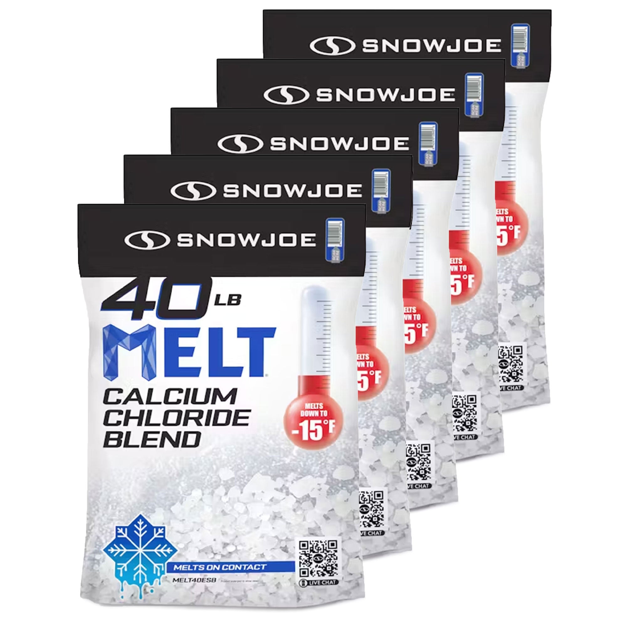 Snow Joe 5 Pack Calcium Chloride Deicer & Snow Removal, 40 Pound Bag, MELT40ESB - VMInnovations